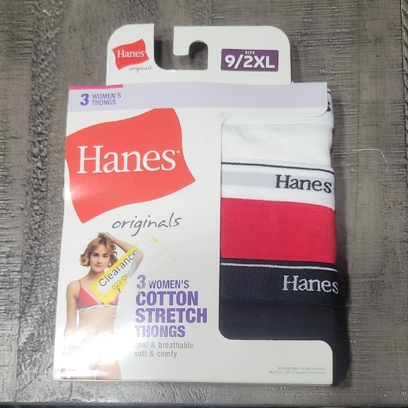Hanes Cotton Stretch Thongs Underwear White Red Multi-Pack Size 6/M - Picture 1 of 5
